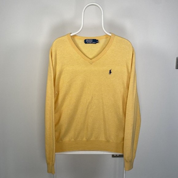 Polo Ralph Lauren Other - Polo Ralph Lauren 100% Merino Wool Jumper V-Neck Sweater Yellow Medium